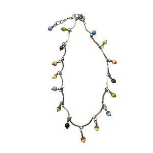 Silver Tone Moon Stone Orbs Beeded Ankle Bracelet